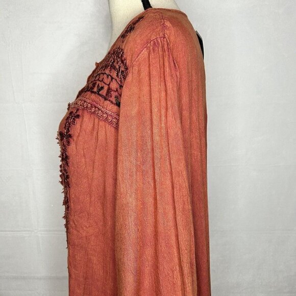 Ana-K Anandas Collection Long-Sleeve Embroidered Peasant Top Tunic Sz Large NWT - Picture 7 of 11